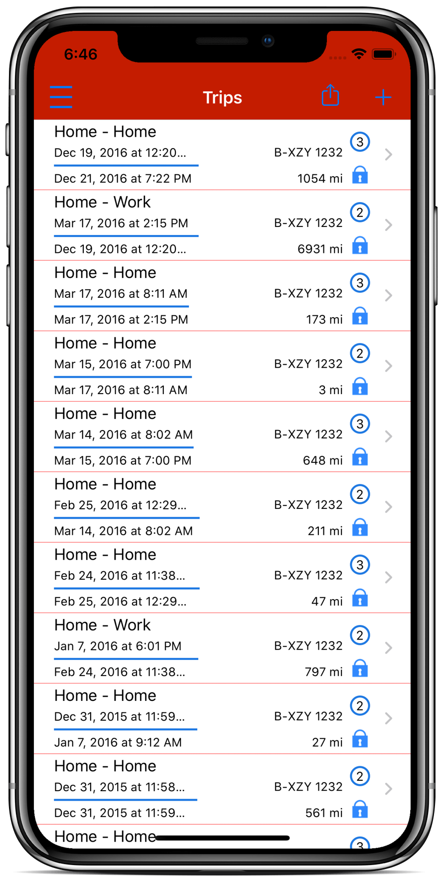 DriveLogger on iPhone